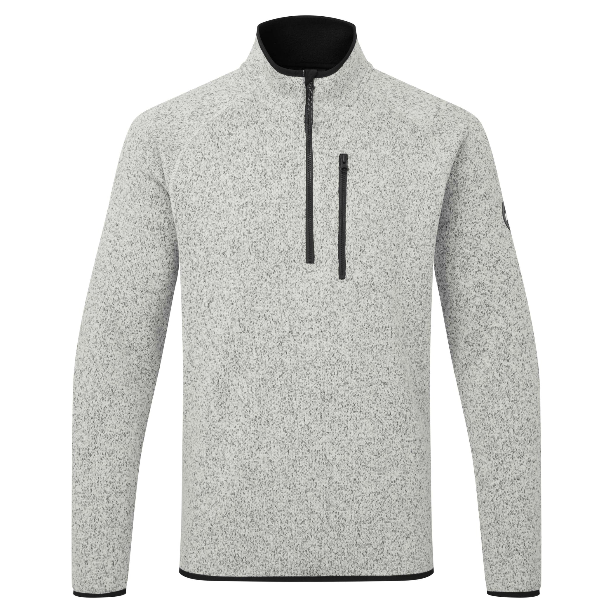 1 & 4 Zip Neck Knit Fleece - Grey Marl