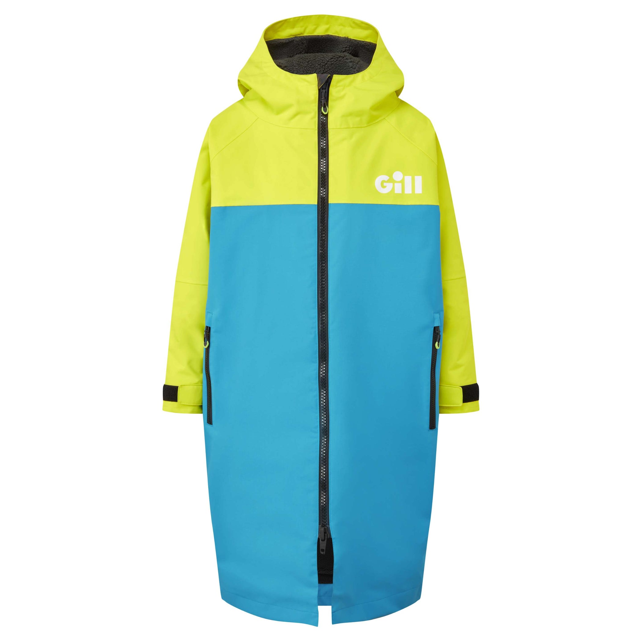 Junior Aqua Parka Sustainable Waterproof Changing Robe - Sulphur & Bluejay