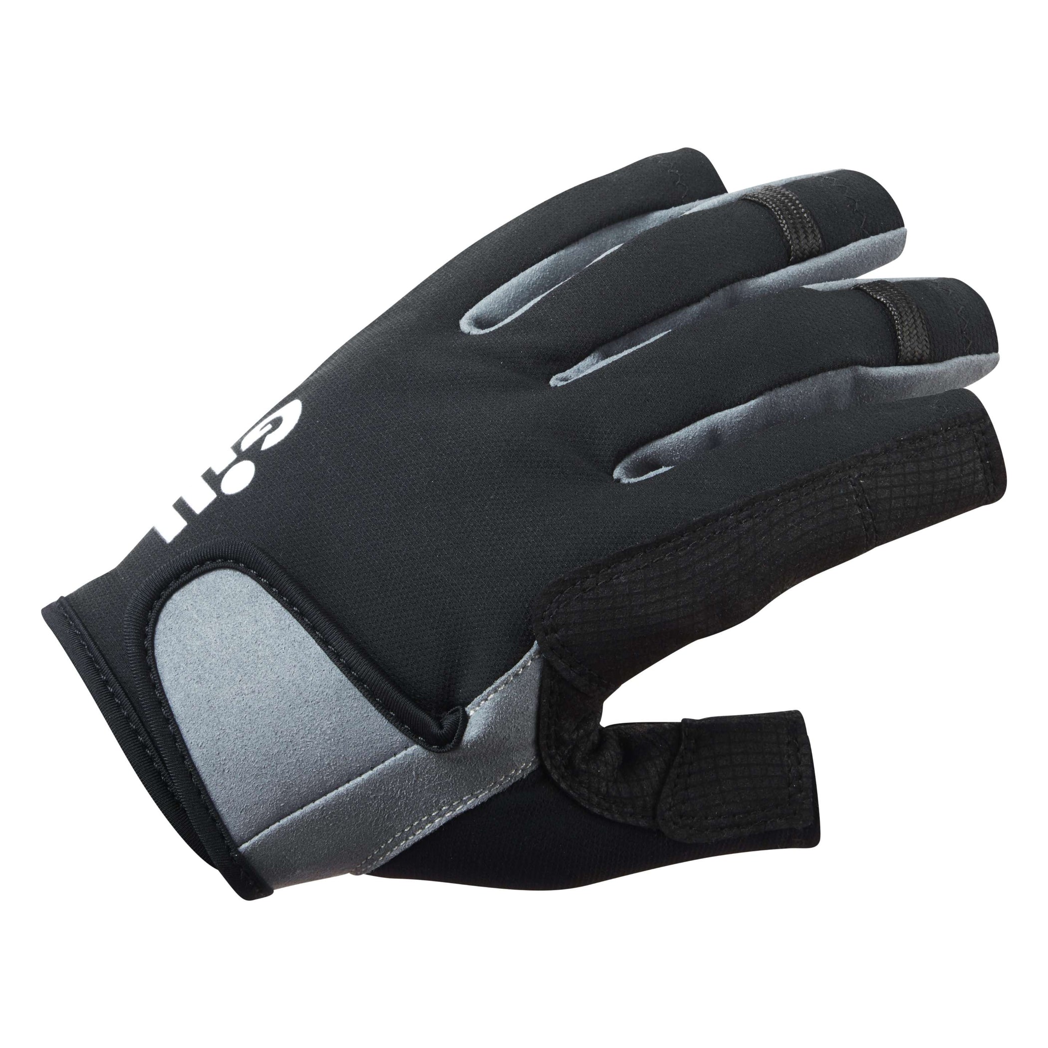 Deckhand Short-Finger Sailing Gloves - Black & Bluejay