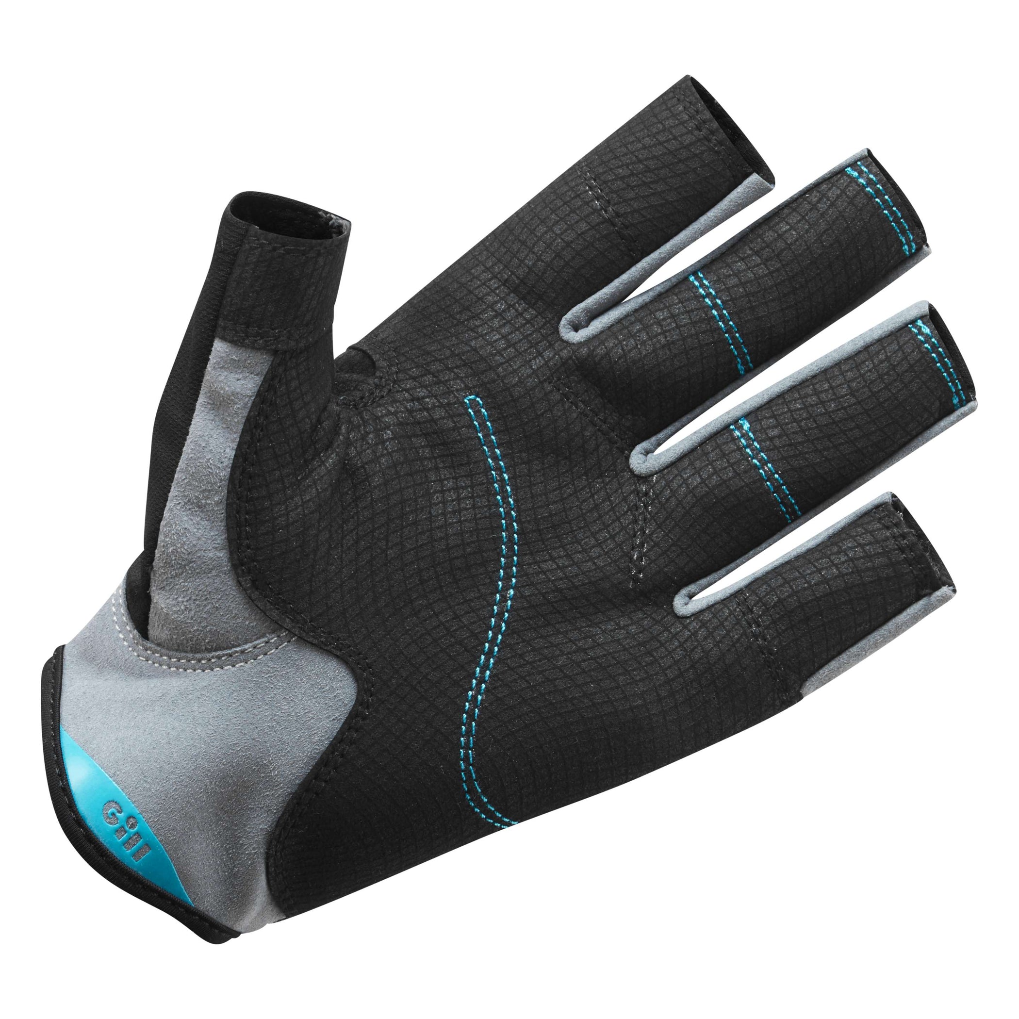 Deckhand Short-Finger Sailing Gloves - Black & Bluejay