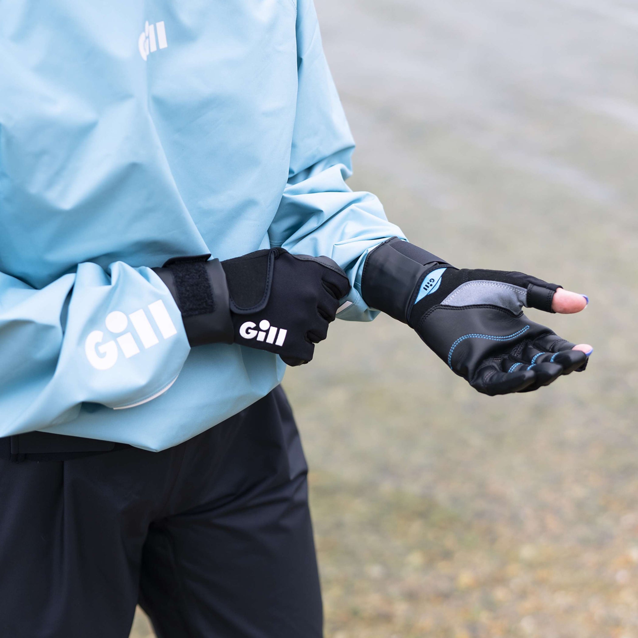 Championship Long-Finger Sailing Gloves - Black & Bluejay