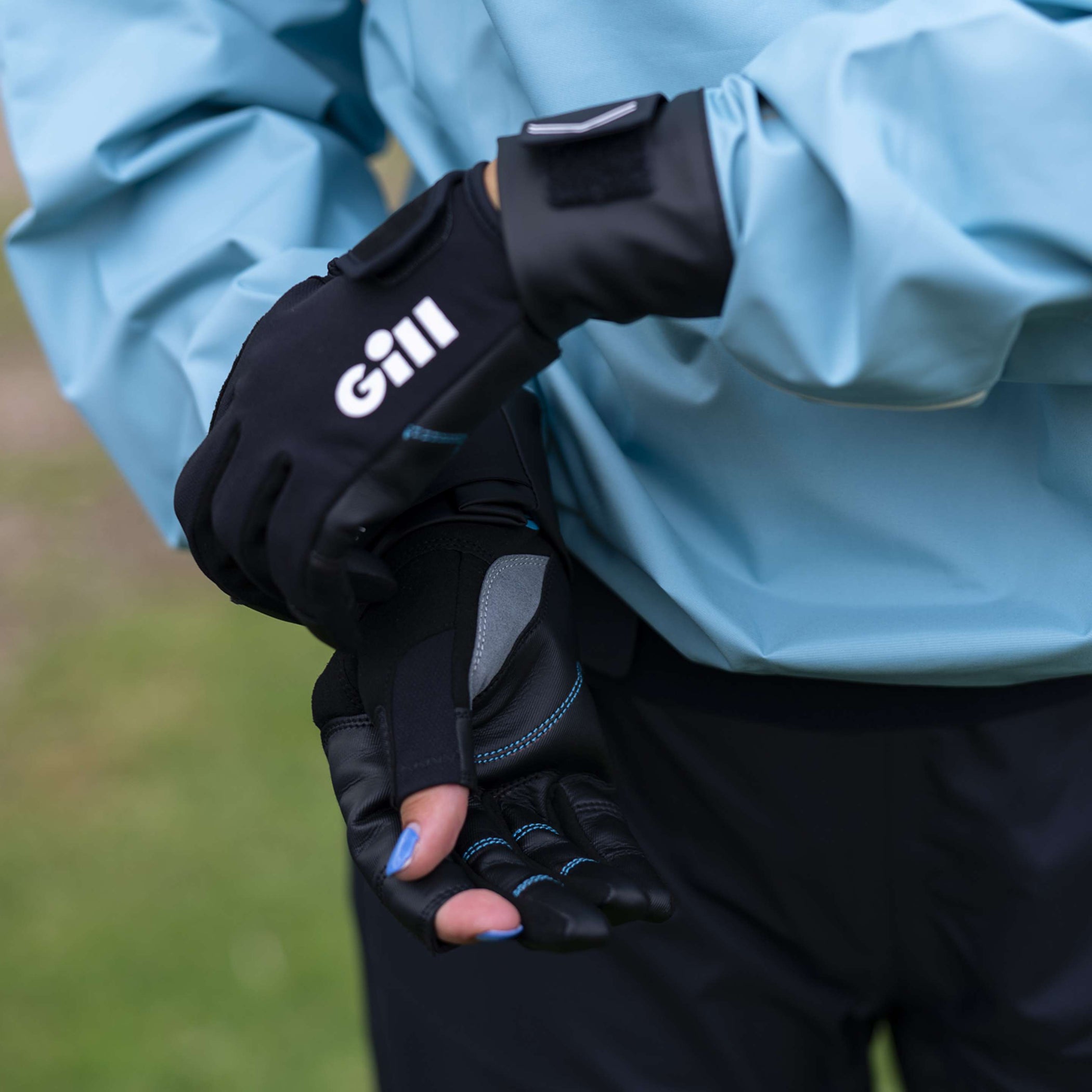 Championship Long-Finger Sailing Gloves - Black & Bluejay