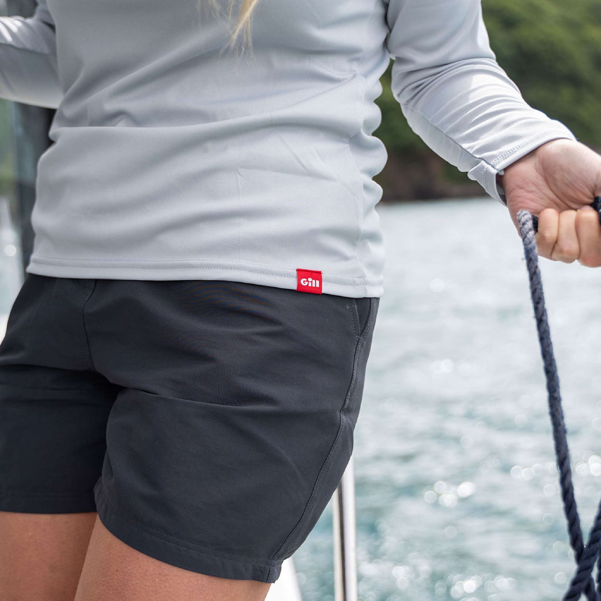 Women's UV Tec Zip Long Sleeve Tee - Charcoal Blue